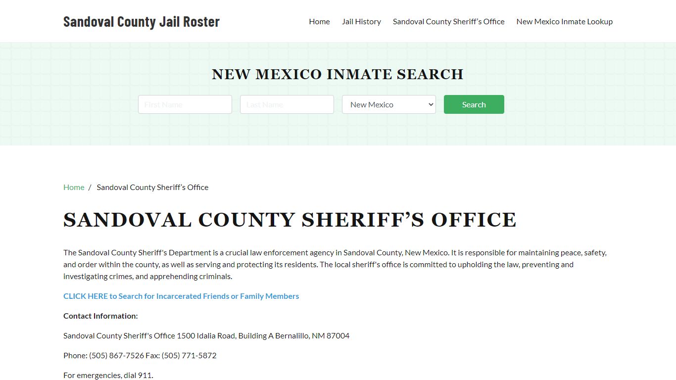 Sandoval County Sheriff Office, NM, Arrest Warrants Search